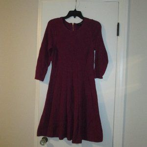 The Limited Magenta Sweater Knit Long Sleeve A-line Dress Back Zipper size S